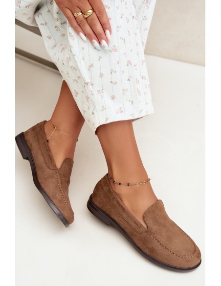 Women's Loafersy Moccasins Made of Eco Suede Brown Laisie