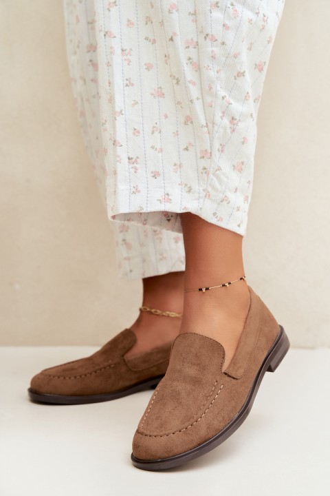 Women's Loafersy Moccasins Made of Eco Suede Brown Laisie