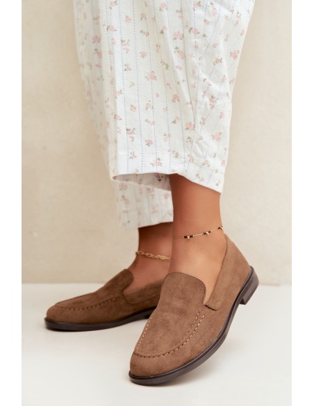 Women's Loafersy Moccasins Made of Eco Suede Brown Laisie