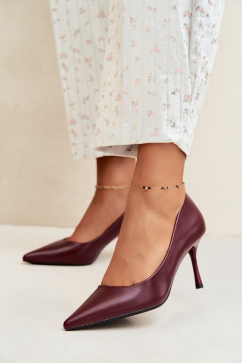 Classic Burgundy Eco Leather High Heels Nesha