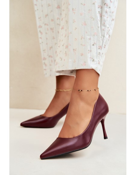 Classic Burgundy Eco Leather High Heels Nesha