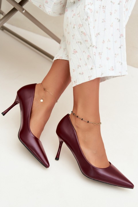 Classic Burgundy Eco Leather High Heels Nesha