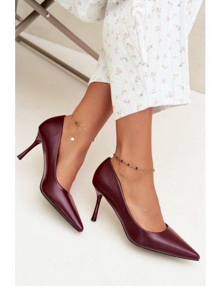 Classic Burgundy Eco Leather High Heels Nesha