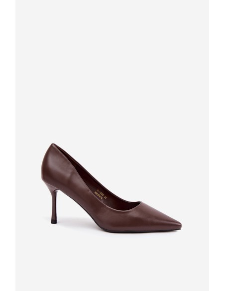 Classic Chocolate Brown Eco-Leather High Heels Nesha
