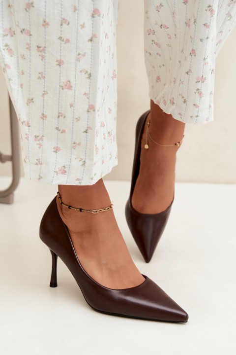 Classic Chocolate Brown Eco-Leather High Heels Nesha