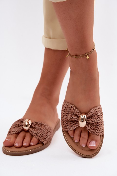 Women's Woven Sandals With Gold Details Brown Goldie