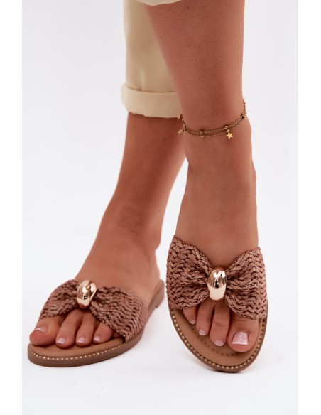 Women's Woven Sandals With Gold Details Brown Goldie