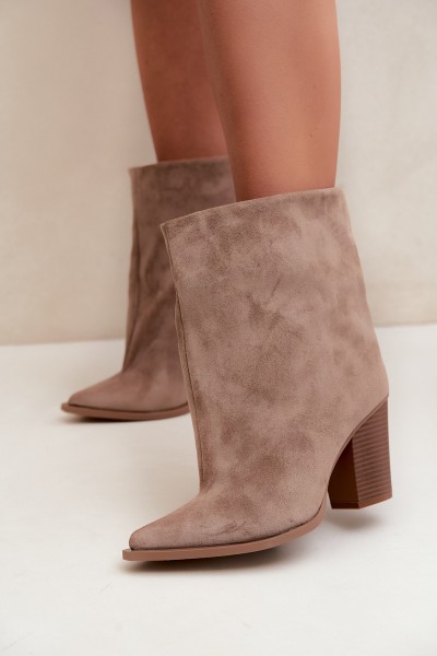 Women's Block Heel Ankle Boots with Pointed Toe Khaki Hileta