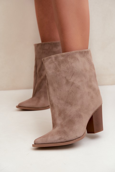 Women's Block Heel Ankle Boots with Pointed Toe Khaki Hileta