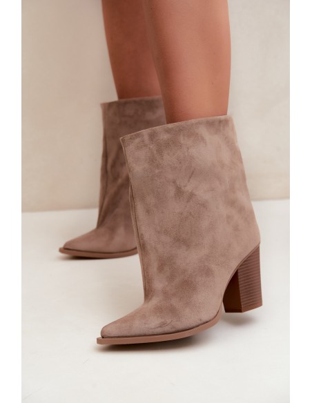 Women's Block Heel Ankle Boots with Pointed Toe Khaki Hileta