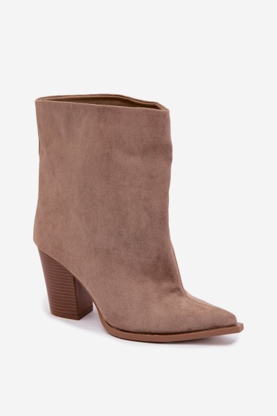 Women's Block Heel Ankle Boots with Pointed Toe Khaki Hileta 2