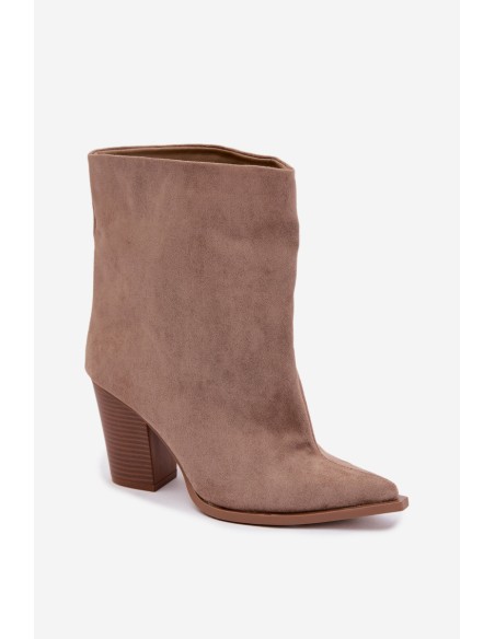 Women's Block Heel Ankle Boots with Pointed Toe Khaki Hileta
