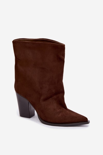 Women's Block Heel Ankle Boots With Pointed Toe Brown Hileta 2