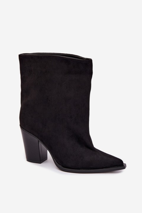 Women's Block Heel Boots With Pointed Toe Black Hileta