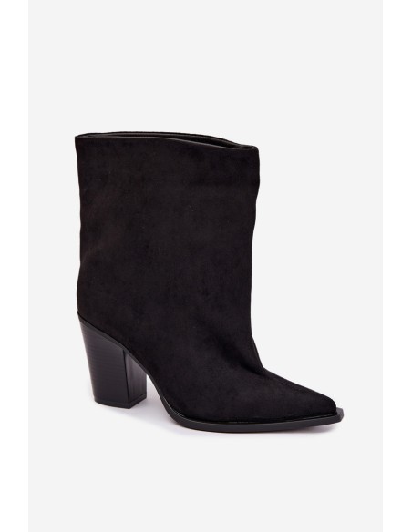 Women's Block Heel Boots With Pointed Toe Black Hileta