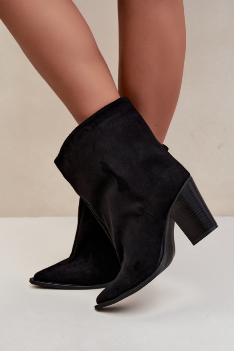 Women's Block Heel Boots With Pointed Toe Black Hileta