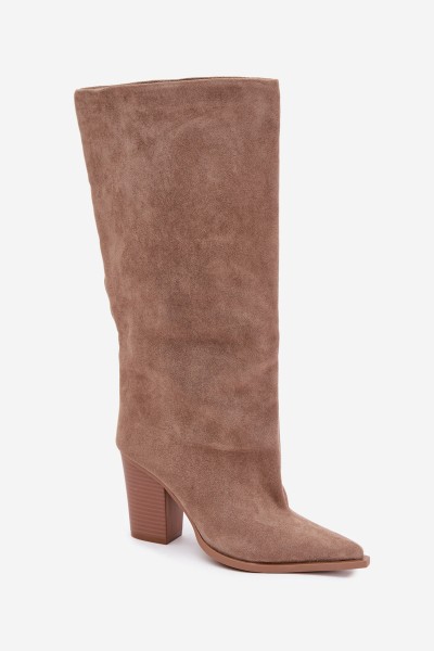 Women's Slip-On Block Heel Eko Suede Beige Carmina Boots 2