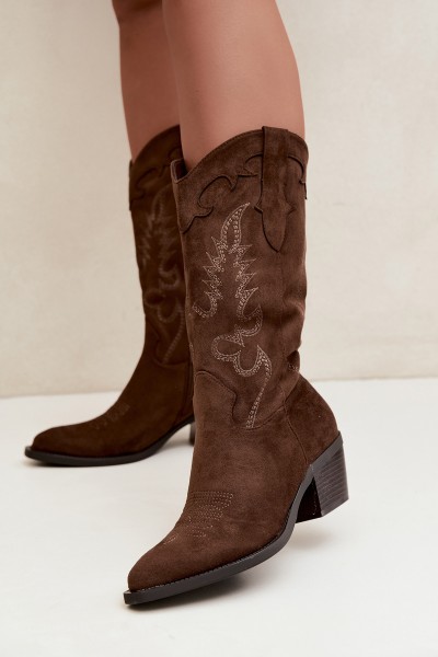 Women's Brown Cowboy Boots with Heel Betina