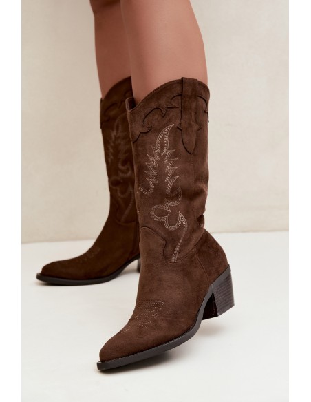 Women's Brown Cowboy Boots with Heel Betina