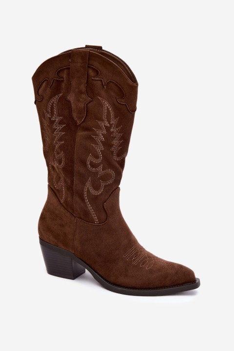 Women's Brown Cowboy Boots with Heel Betina