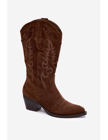 Women's Brown Cowboy Boots with Heel Betina
