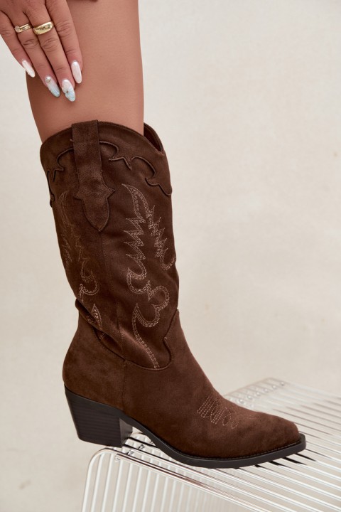 Women's Brown Cowboy Boots with Heel Betina