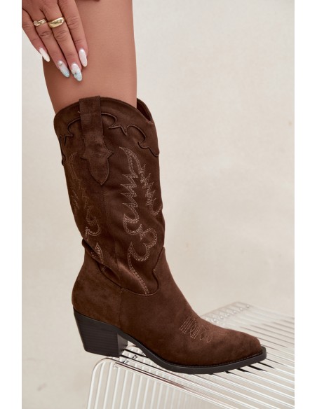 Women's Brown Cowboy Boots with Heel Betina