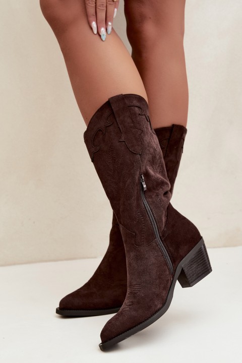 Chocolate Brown Cowboy Boots with Heel Hartley