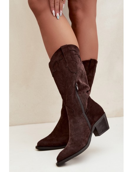 Chocolate Brown Cowboy Boots with Heel Hartley