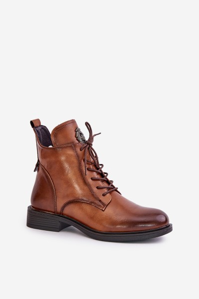 Insulated Ankle Boots With Flat Heel And Decoration Camel Leonise 2