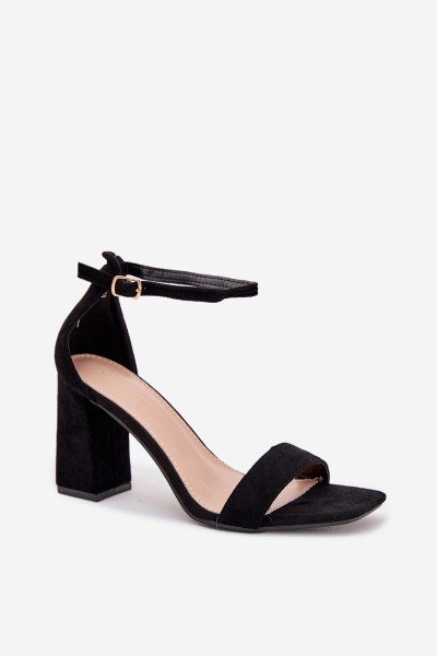 Ladies Heeled Sandals Made Of Eco Suede Black Elirae 2