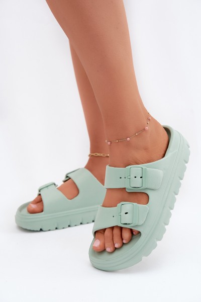 Women's Foam Platform Mint Green Slides Melorea