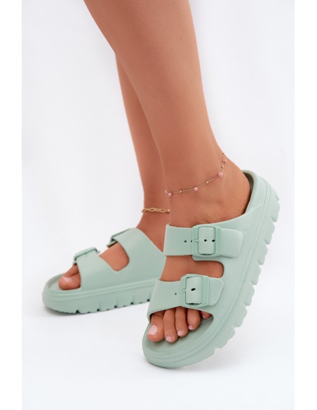 Women's Foam Platform Mint Green Slides Melorea