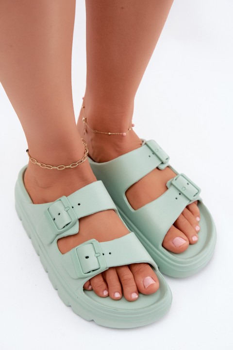 Women's Foam Platform Mint Green Slides Melorea