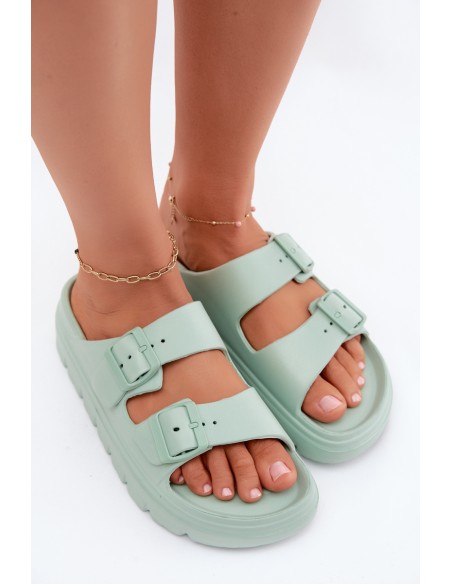 Women's Foam Platform Mint Green Slides Melorea