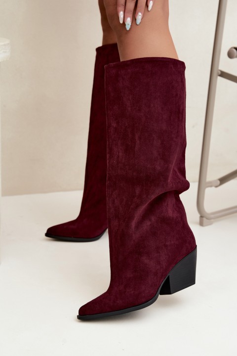Burgundy High Heel Ankle Boots With Pointed Toe Blenia