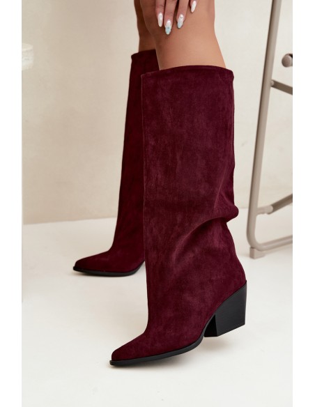Burgundy High Heel Ankle Boots With Pointed Toe Blenia