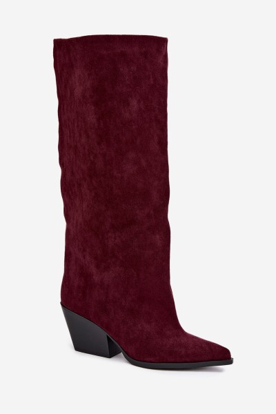 Burgundy High Heel Ankle Boots With Pointed Toe Blenia 2