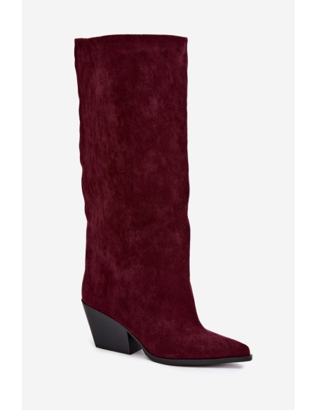 Burgundy High Heel Ankle Boots With Pointed Toe Blenia
