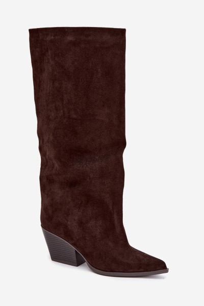 Chocolate Brown Slip-On High Heel Pointed Toe Boots Blenia 2