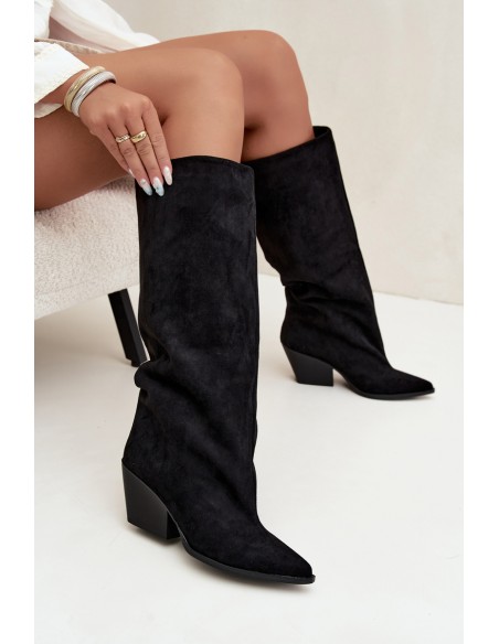 Black Slip-On Ankle Boots with Heel and Pointed Toe Blenia