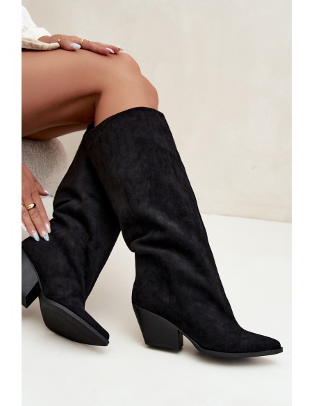 Black Slip-On Ankle Boots with Heel and Pointed Toe Blenia