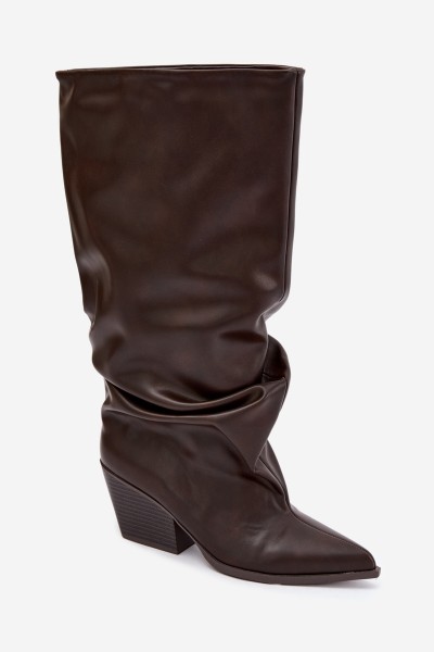 Slip-On Chocolate Brown High Heel Pointed Toe Eco Leather Boots Blenia 2