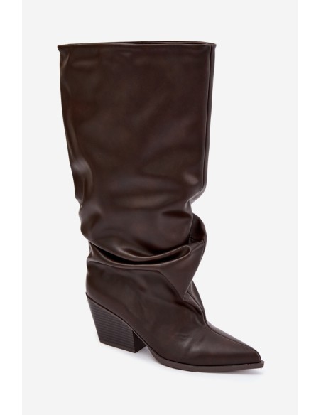 Slip-On Chocolate Brown High Heel Pointed Toe Eco Leather Boots Blenia