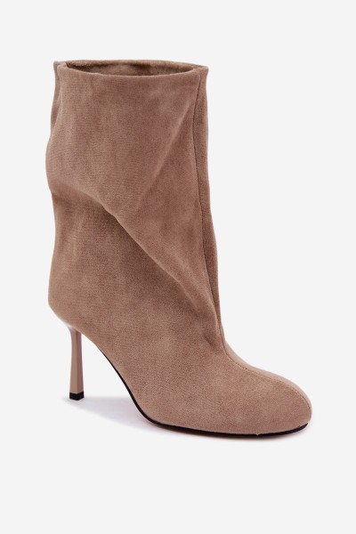 Women's Beige Slouchy High Heel Ankle Boots Penrose 2