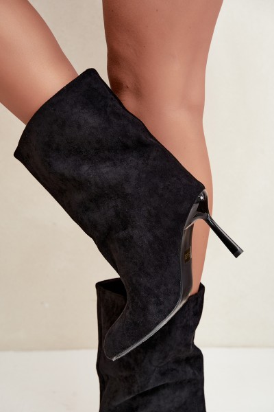 Black High Heel Ankle Boots Slouchy Penrose