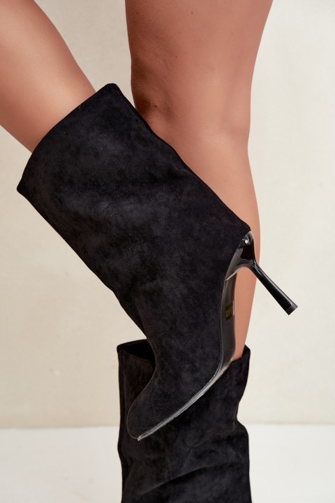 Black High Heel Ankle Boots Slouchy Penrose