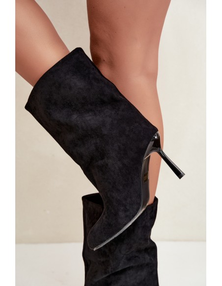 Black High Heel Ankle Boots Slouchy Penrose
