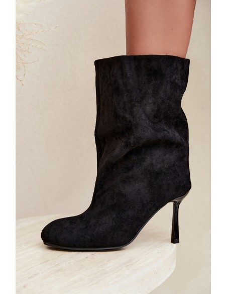 Black High Heel Ankle Boots Slouchy Penrose