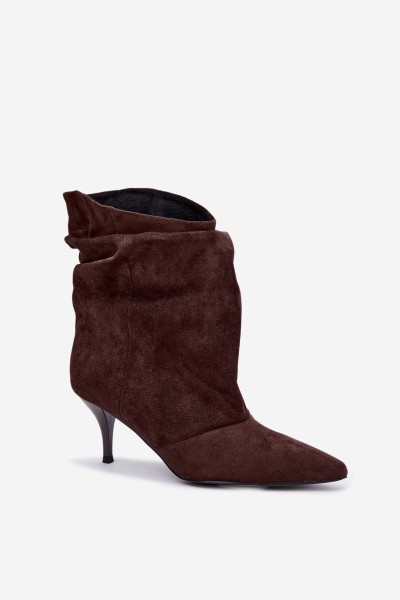 Women's Chocolate Brown Slip-On Ankle Boots with Heel Slouchy Yesenia 2
